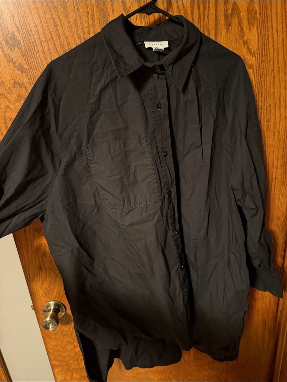 Topshop Men's Black Lightweight Button-Up Shirt Jacket